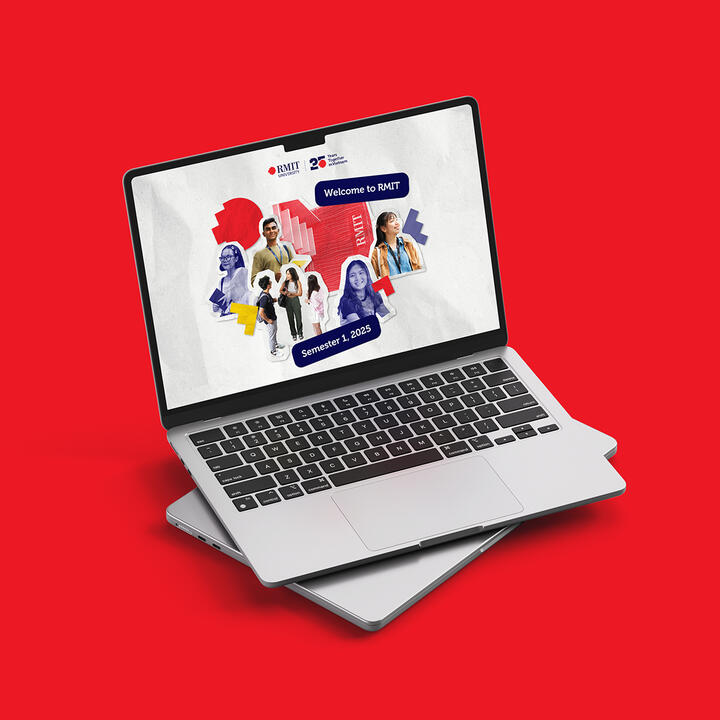 RMIT Orientation 2025 - Splash Cover Image on Laptop